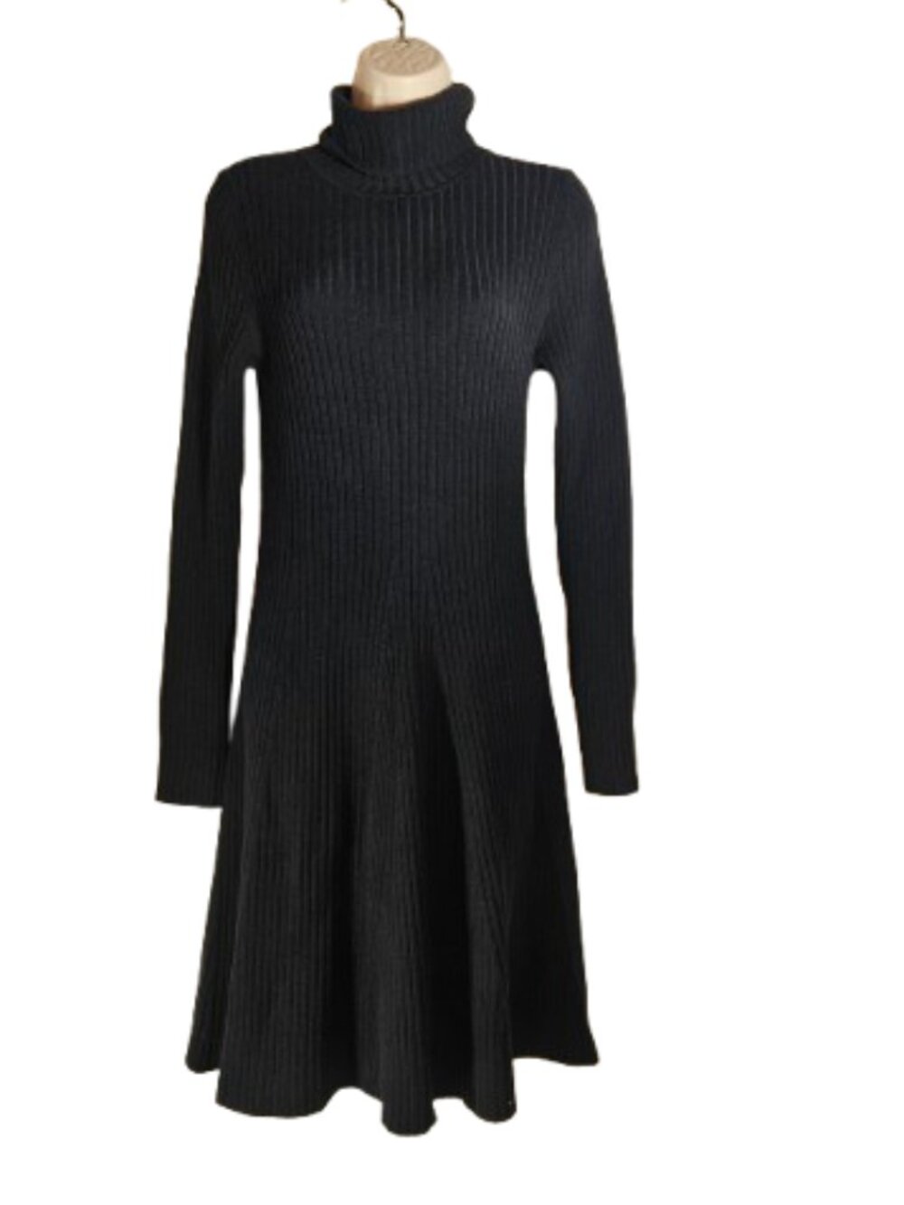 Banana Republic Ribbed Black Sweater Dress Women's Size Medium Long Sleeve Midi